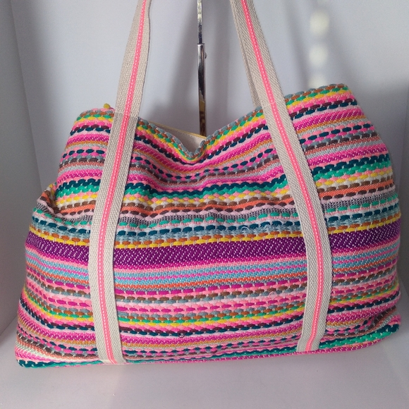 AMERICA AND BEYOND Colorful Tropical Beard Beaded Embroidered Tote Bag - Picture 8 of 10